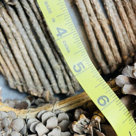 Vintage Handmade Wooden Angel Basket Brown Hand Carved Twig Pinecone Handled - Picture 8 of 11